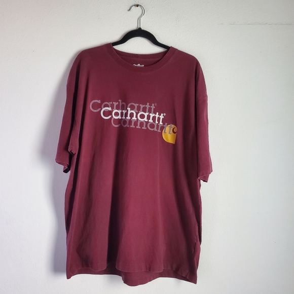 Carhartt Other - Carhartt T- Shirt Men's L Maroon Spellout Short Sleeve 100% Cotton